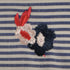 Embroidered Navy & White Stripe ~ Cotton